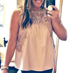 Chelsea28 lace detail sleeveless top size large